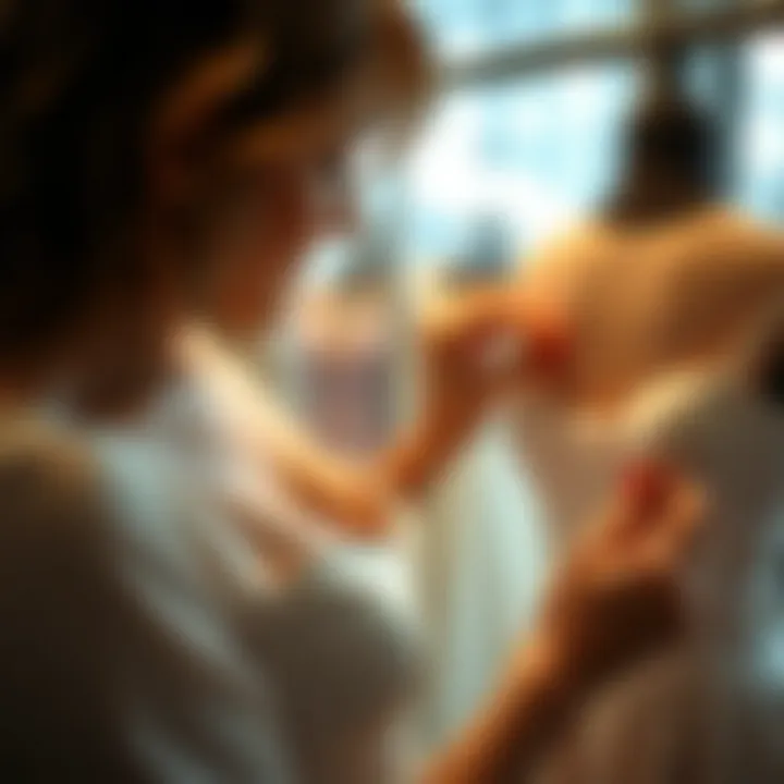 Stylist selecting the perfect push-up insert for a dress