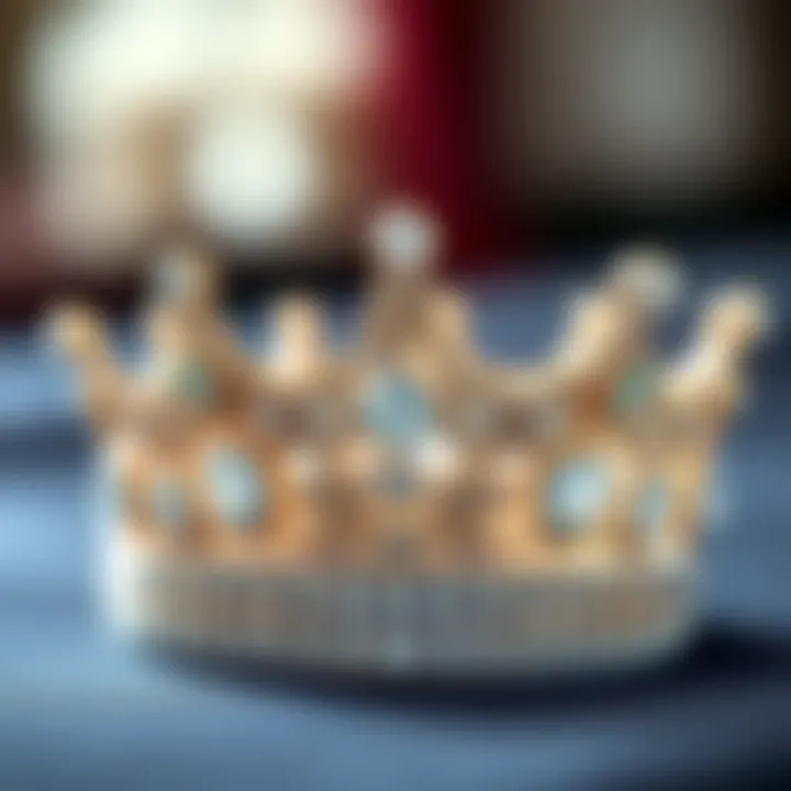 A close-up view of a rhinestone crown iron-on transfer intricately designed with sparkling gems