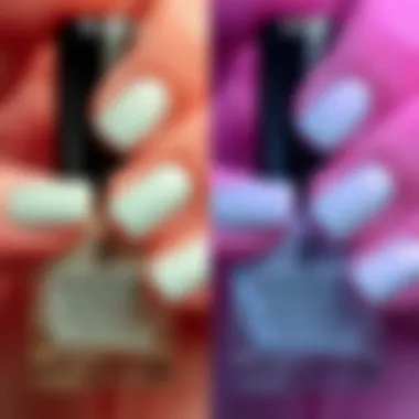 Before and after effects of temperature color changing nail polish