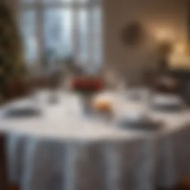 Elegant snowflake tablecloth on a festive dining table