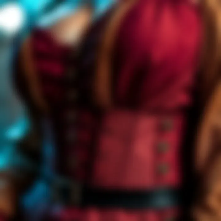 Close-up of corset detail and fabric texture
