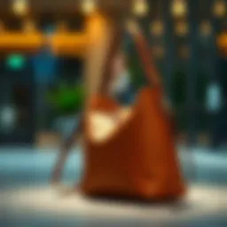 Stylish magnetic closure hobo bag in a modern setting
