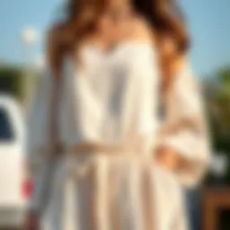 Elegant ruched drawstring dress styled for casual outings