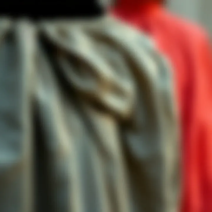 Close-up of fabric texture showcasing the ruching detail