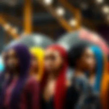 Vibrant Color Options An elegant display of various short braided wigs in a vibrant range of colors.