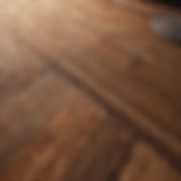 Close-up of textured wood grain rug in a cozy living room