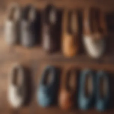 Variety of Otter Slipper Styles Different styles of otter slippers displayed on a wooden surface