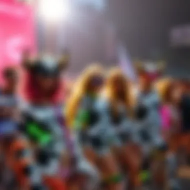 Showcasing Unique Cow Rave Outfits Group of festival-goers showcasing their unique cow rave outfits