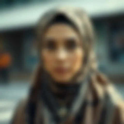 Elegant hijab wrap showcasing intricate patterns