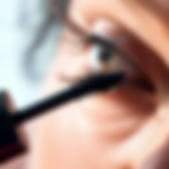 Close-up of mascara with a comb brush highlighting lash separation