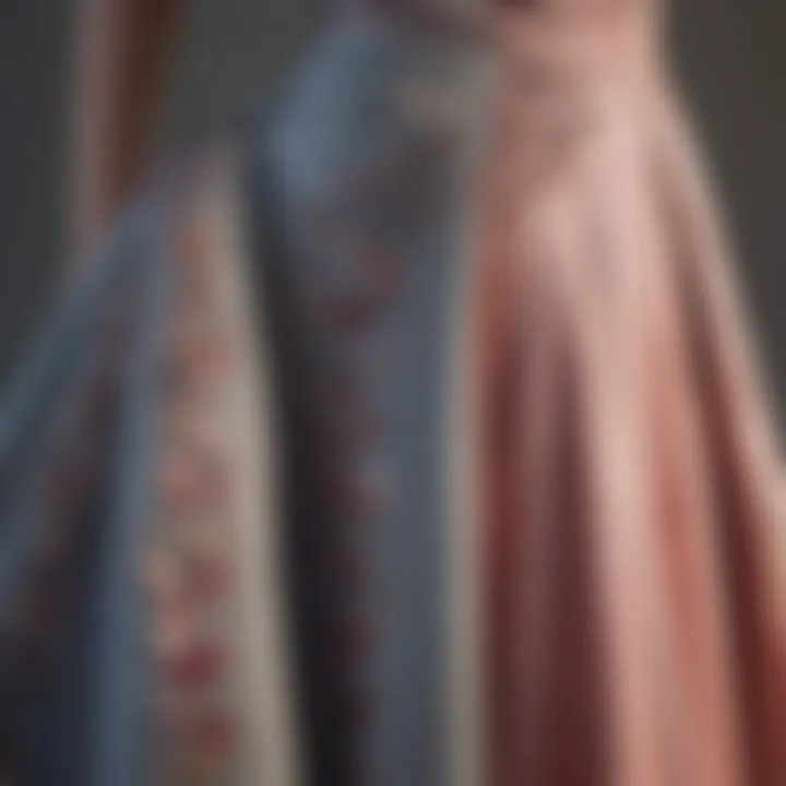 Close-up of fabric textures and color palettes for formal outfits