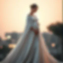 Elegant maternity cape gown showcasing unique design