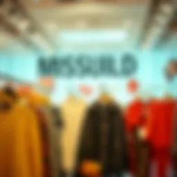 Showcase of vibrant fashion items on sale