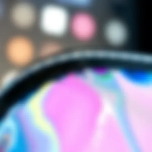 A close-up of a holographic cosmetic bag showcasing its iridescent surface