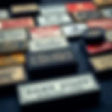 Various designs of name stamps in an organized layout