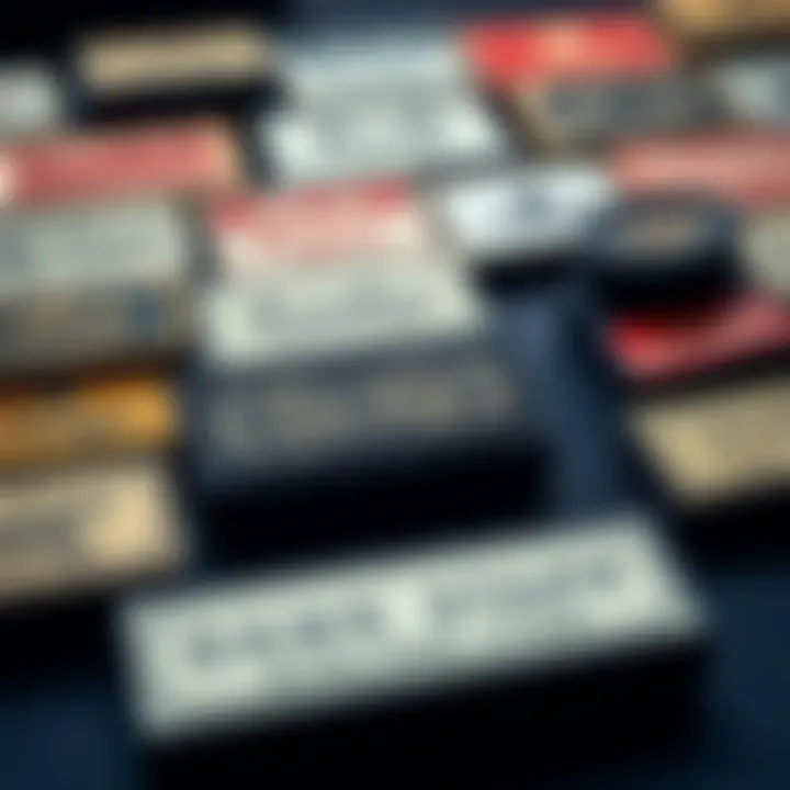 Various designs of name stamps in an organized layout