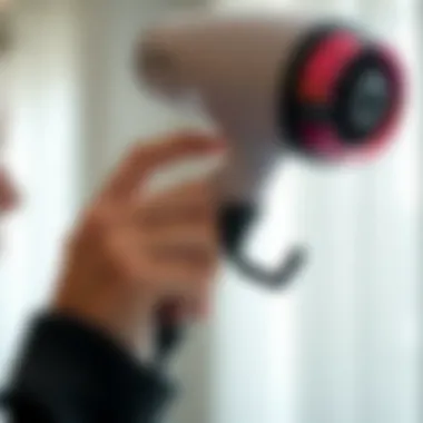 Demonstrating the Grip of the Holder Close-up of a suction cup hair dryer holder demonstrating its strong grip