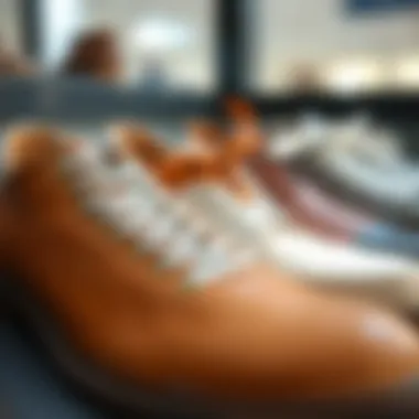 Elegant display of gray round shoelaces styled with various shoe types