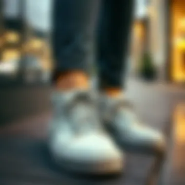 Fashion-forward outfit featuring gray round shoelaces as a focal point