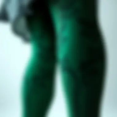 Intricate Patterns on Green Body Stockings Close-up of intricate design patterns on green body stockings