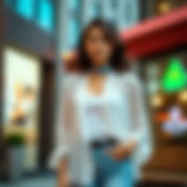 Chic casual outfit featuring a long sleeve chiffon jacket