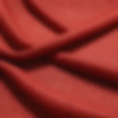 Close-up of red burlap texture showcasing its unique weave