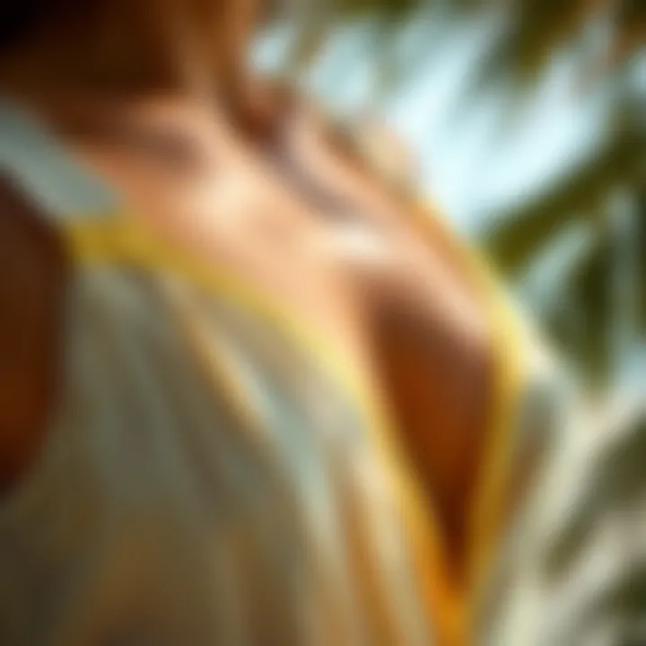 Close-up of sustainable materials used in XL tankini tops, highlighting eco-friendly practices