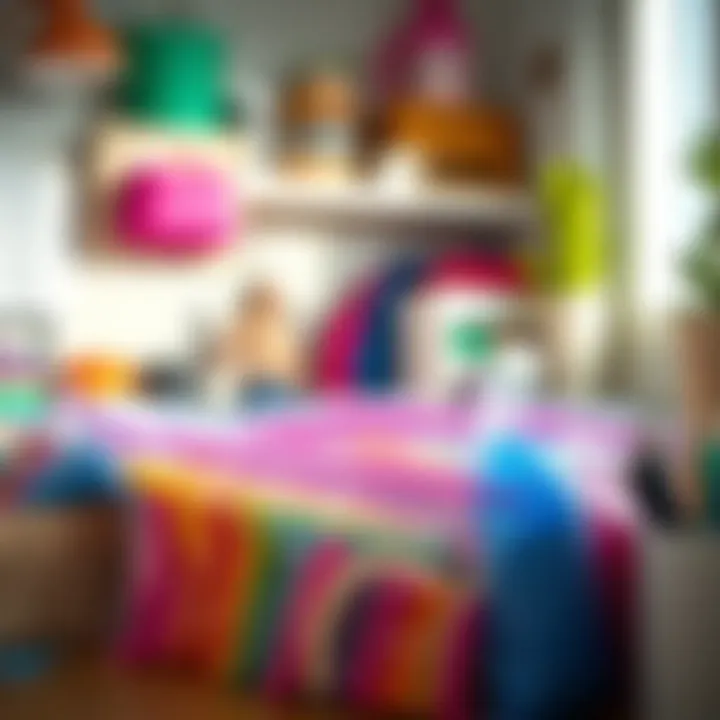 Organized colored ziplock bags in a creative crafting environment
