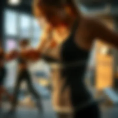 Demonstration of the waist sauna bodysuit in a fitness environment.