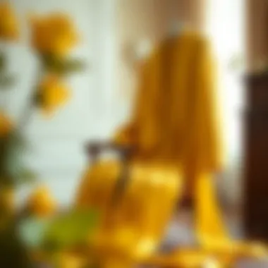 The Grace of Yellow Satin Robes Elegant display of a yellow satin robe draping gracefully on a vintage chair