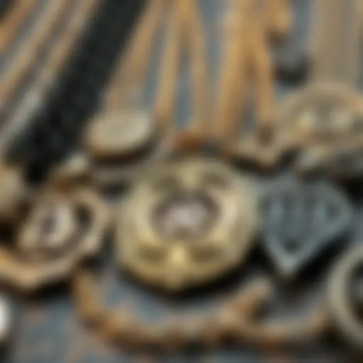 Diverse Materials of Gothic Font Necklaces A collection of gothic font necklaces in various materials