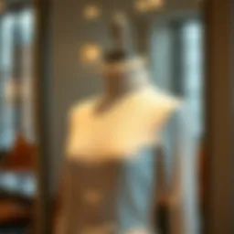 Elegant high neck ribbed dress displayed on a mannequin