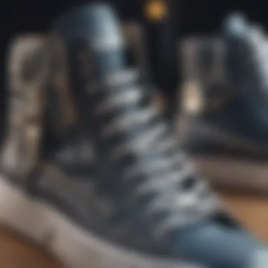 Close-up of innovative zipper technology on high top sneakers