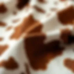 A close-up of iron-on cow print fabric showcasing its unique texture and pattern