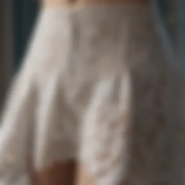 Close-up of intricate lace detailing on a skirt