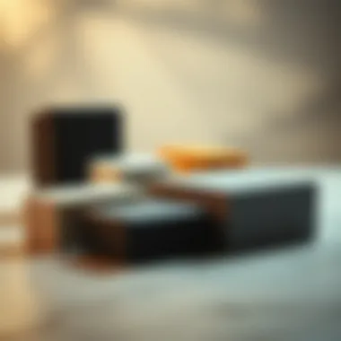 An assortment of buffing blocks displayed with a soft focus background highlighting their textures.