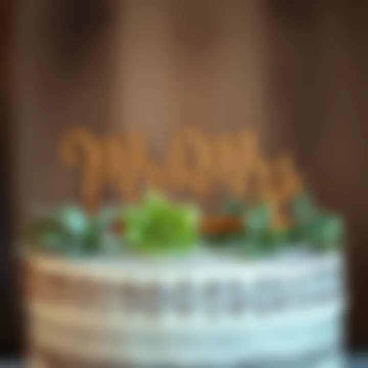 Rustic Charm of Wooden Cake Toppers Rustic wooden Mr and Mrs cake topper surrounded by greenery