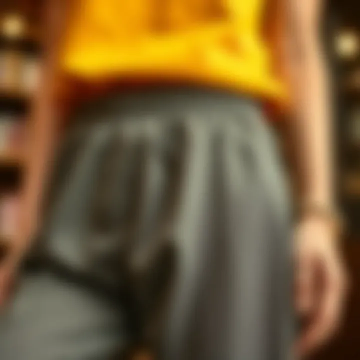 Close-up of elastic waist detailing