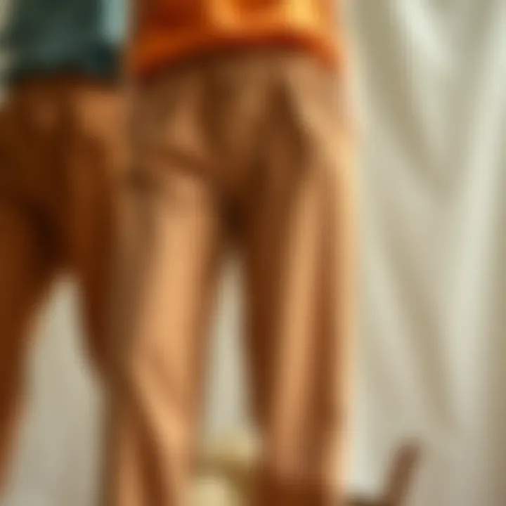 A selection of sustainable fabrics used in pants