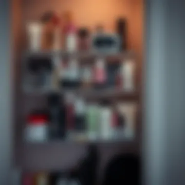 Organized beauty products in a stylish over-the-door storage solution