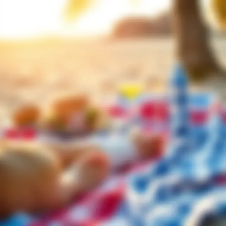 Super size beach towel used as a picnic blanket