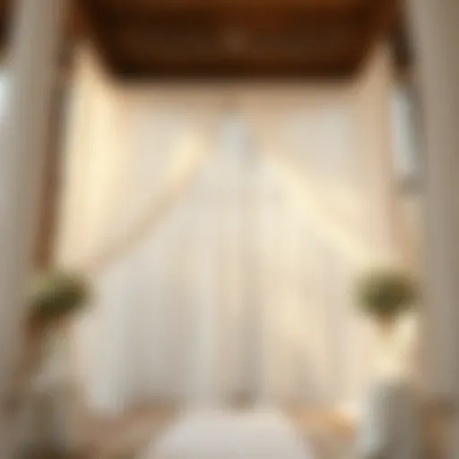 Elegant sheer white curtains draping a wedding altar