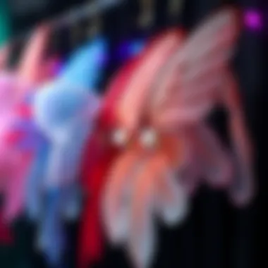 A variety of fairy wings displayed in different colors and styles, showcasing diversity in design.