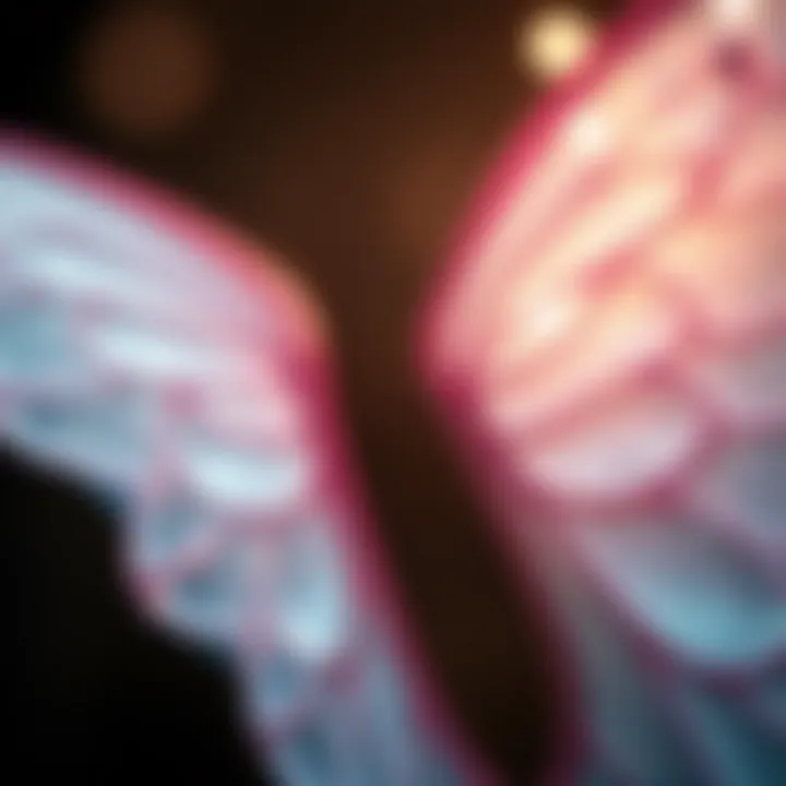 A close-up of shimmering fairy wings with unique textures reflecting light.