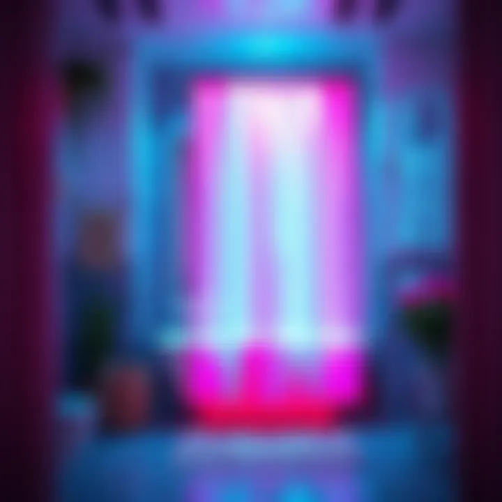 Vivid neon shower curtain enhancing bathroom decor