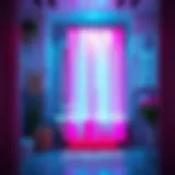 Vibrancy in Bathroom Design Vivid neon shower curtain enhancing bathroom decor