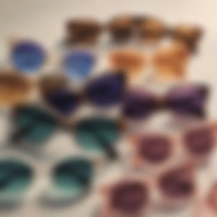 A collection of oversized cat eye sunglasses in various colors