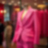 Elegant plus-size pink suit on display