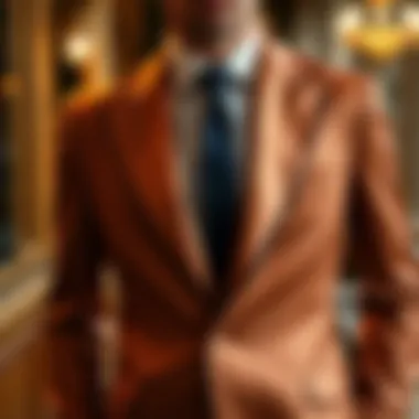 A tailored satin suit showcasing unique lapel designs