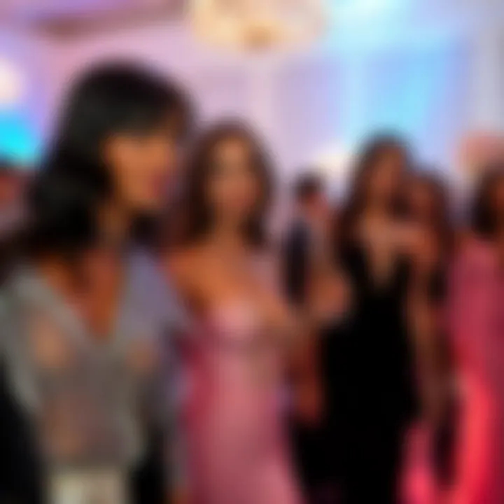 An elegant event featuring guests in sheer rhinestone jumpsuits, reflecting cultural trends